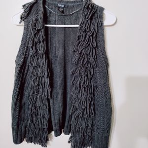 Women's Dark grey fringe vest